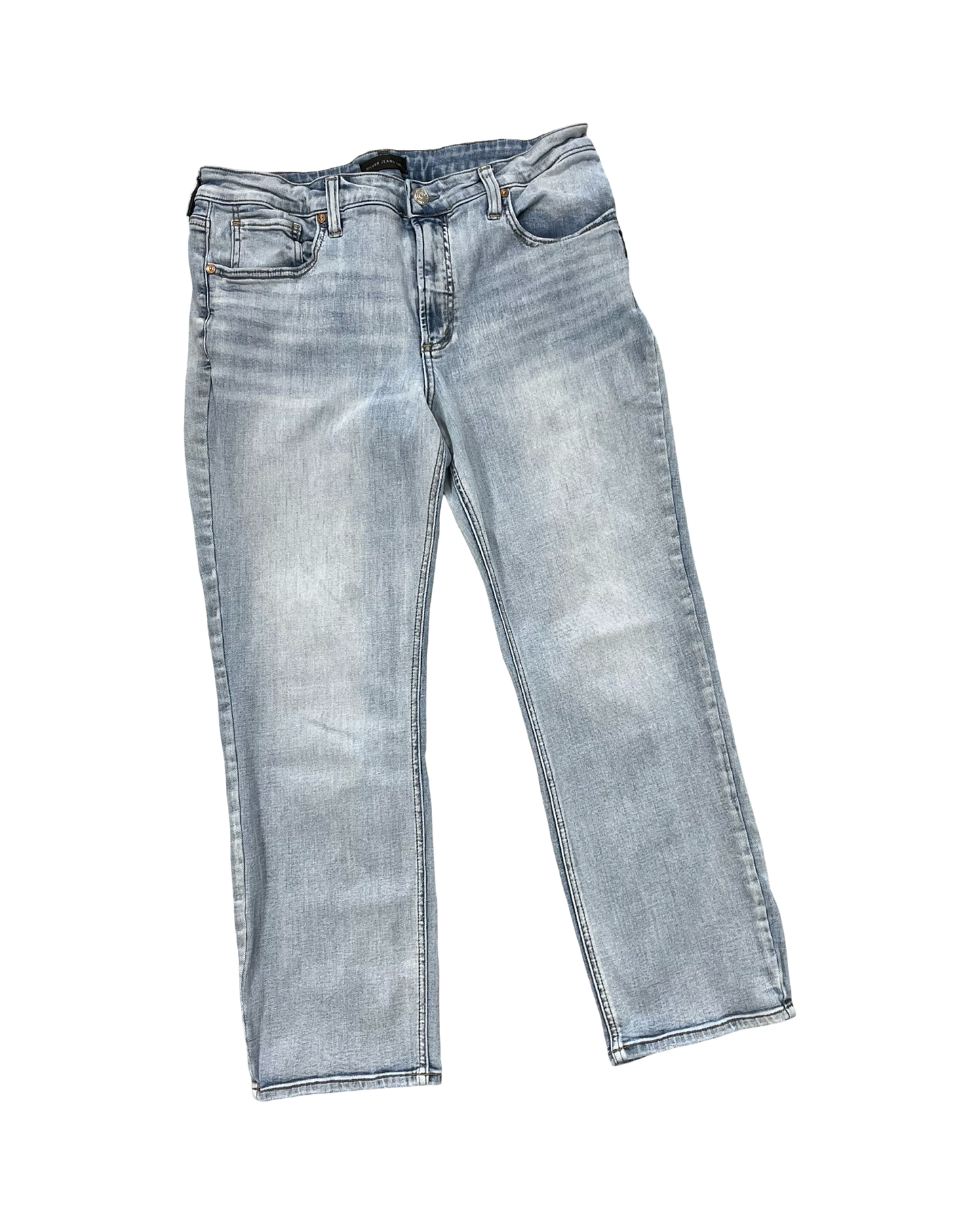 Jeans Straight By Silver In Blue Denim, Size:16