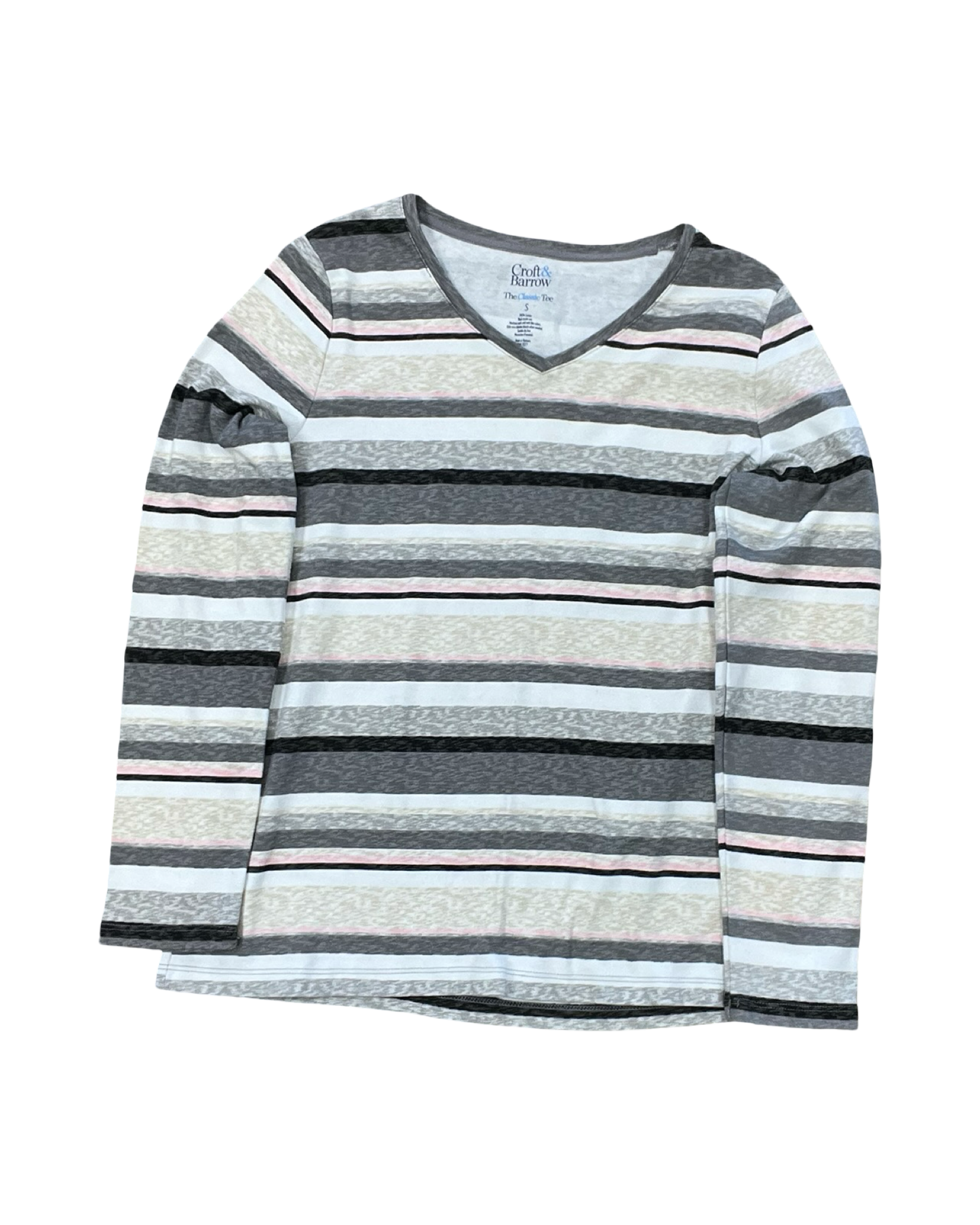 Top Ls By Croft And Barrow In Grey & White, Size:S