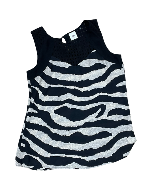 Top Sleeveless By Cabi In Black & Cream, Size:S