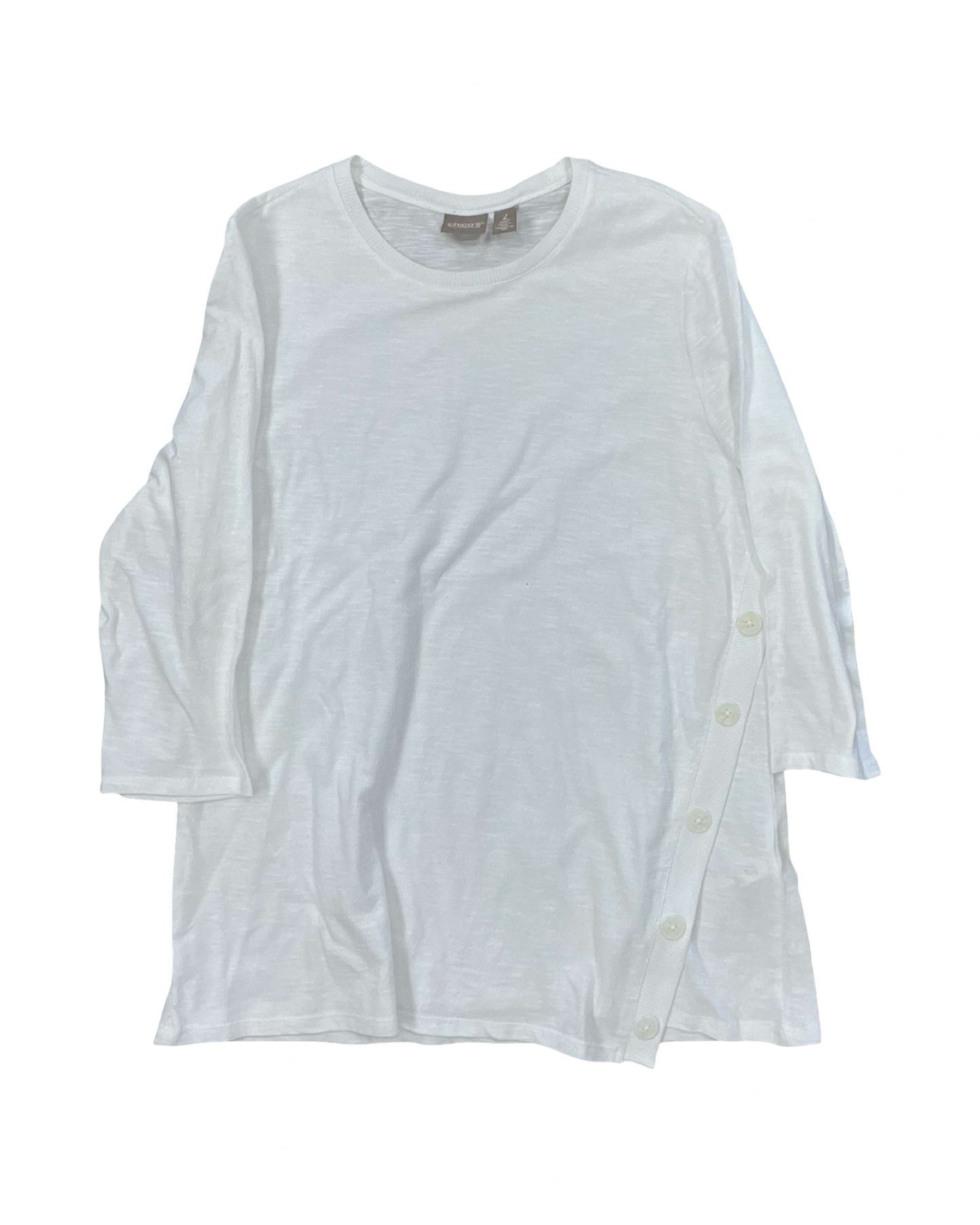 Top 3/4 Sleeve By Chicos In White, Size:L