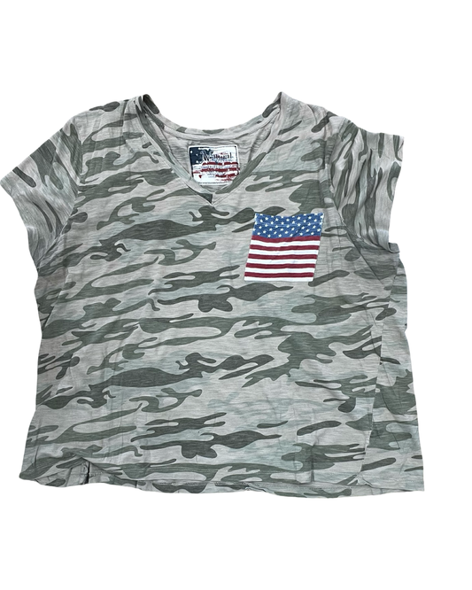 Top Ss By Natural Reflections In Camouflage Print, Size:2X