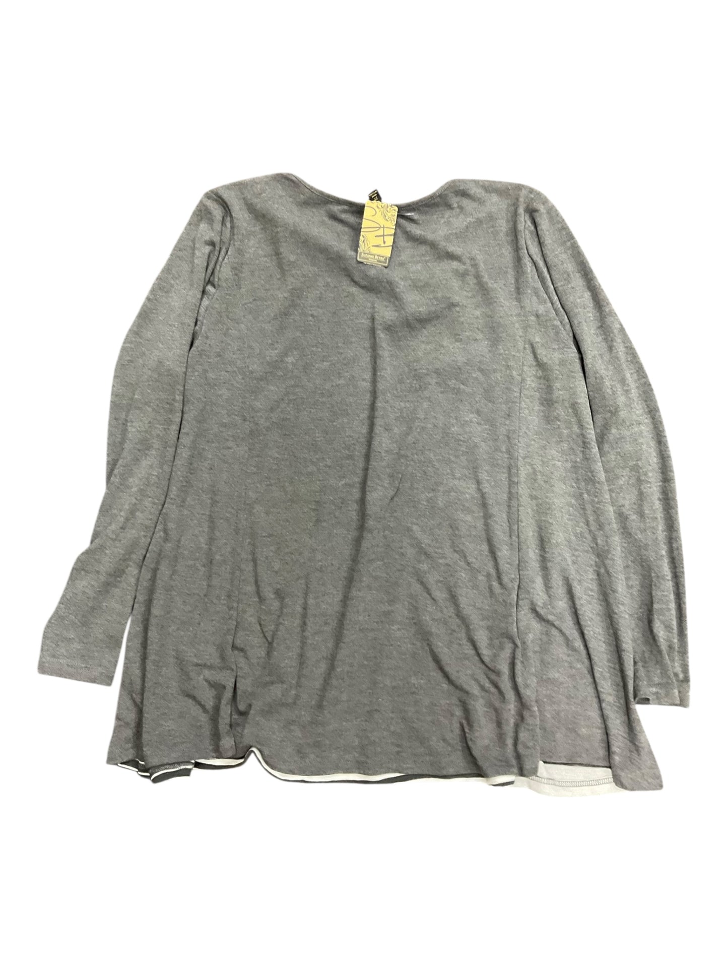 Top Ls By Suzanne Betro In Grey & White, Size:2X