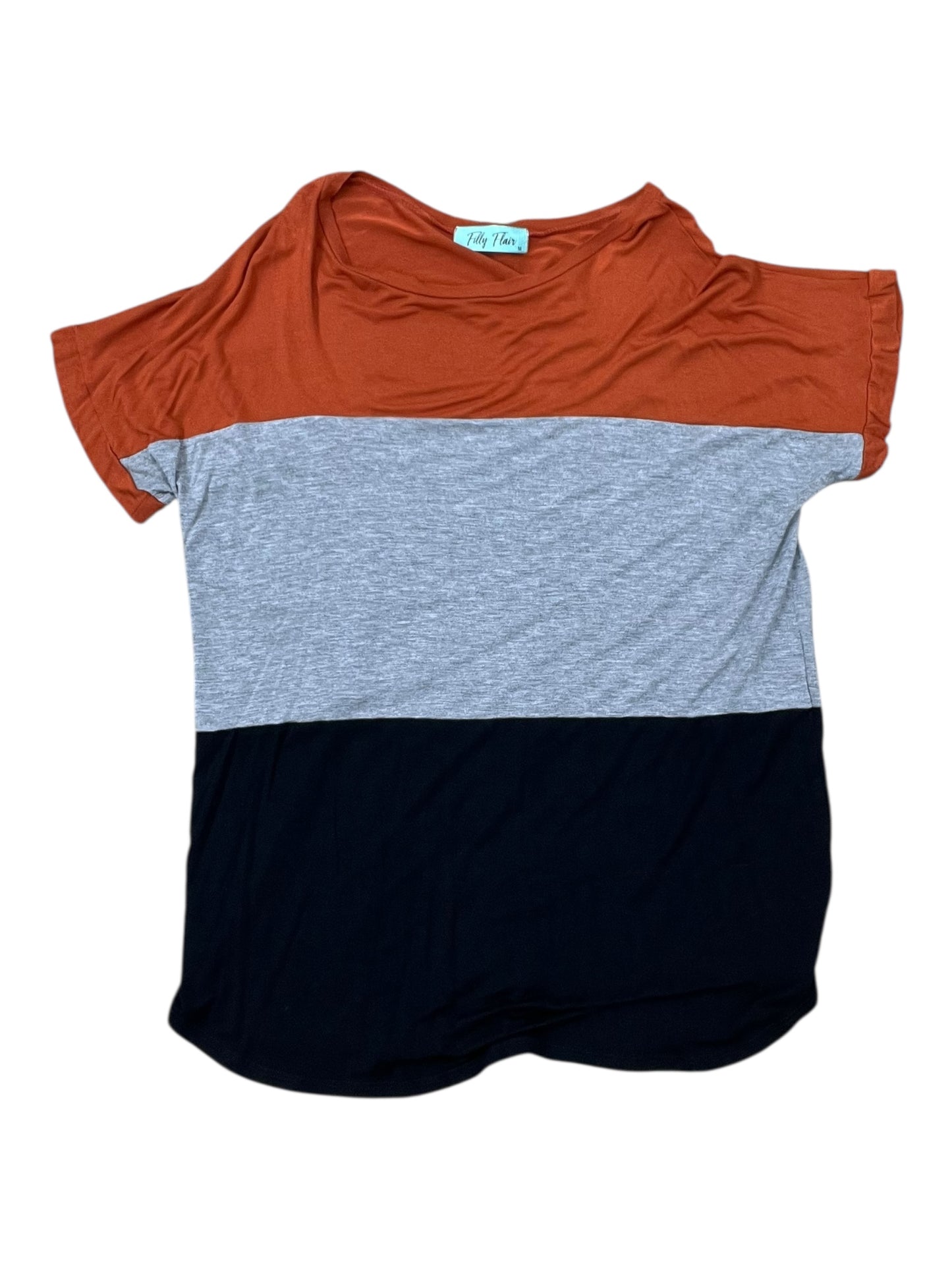 Top Ss By Filly Flair In Grey & Orange, Size:M