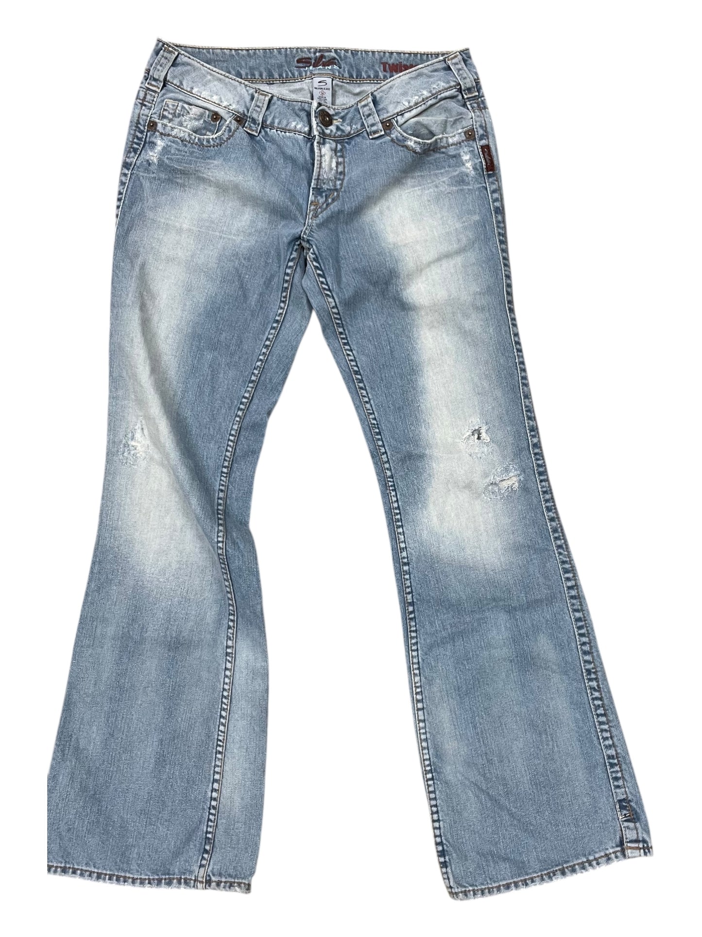 Jeans Flared By Silver In Blue Denim, Size:12