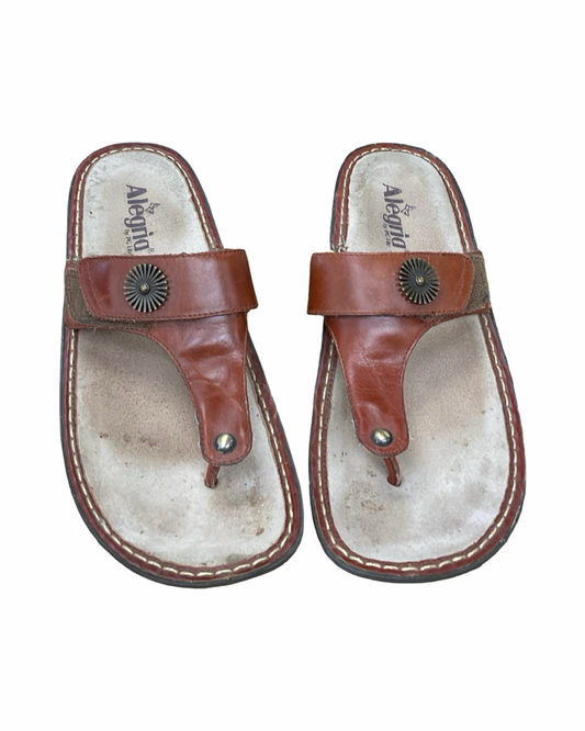 Sandals Heels Platform By Alegria In Brown, Size:10.5