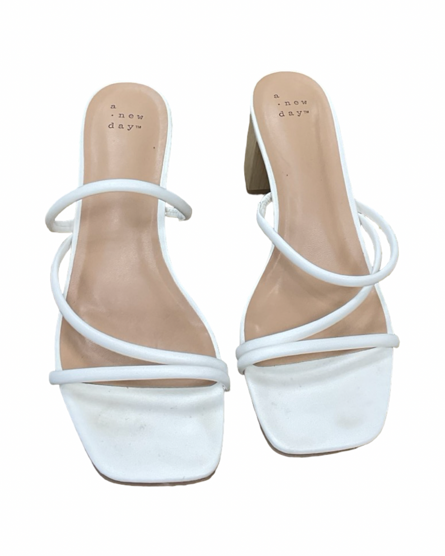 Sandals Heels Block By A New Day In White, Size:8.5