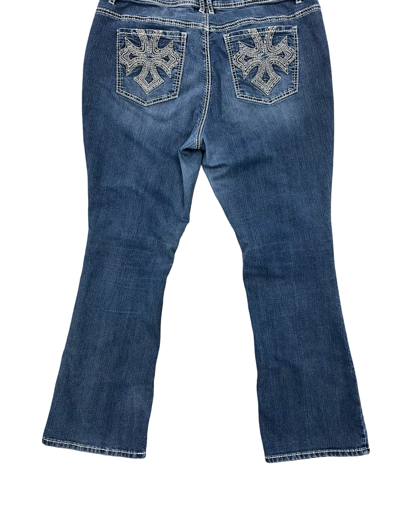 Jeans Boot Cut By Royalty In Blue Denim, Size:18