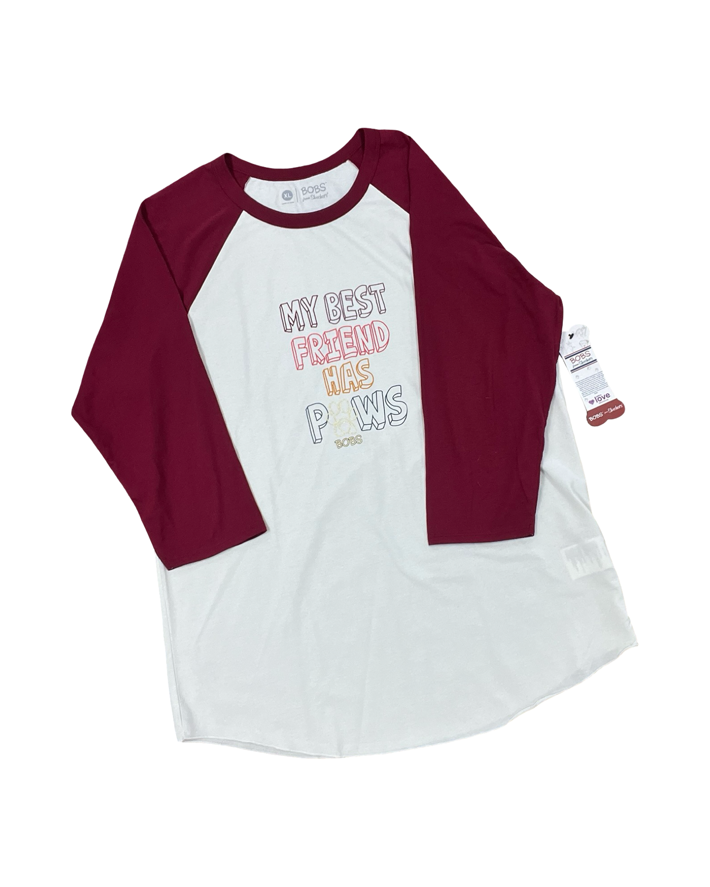 Top 3/4 Sleeve By Skechers In Red & White, Size:Xl