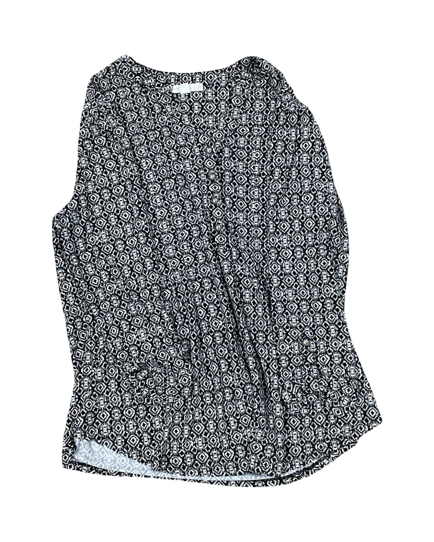 Top 3/4 Sleeve By Westport In Black & White, Size:L