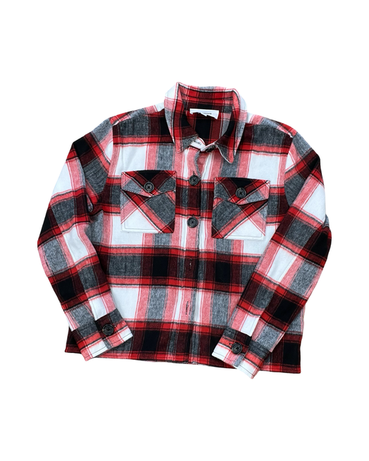 Jacket Shirt By Steve Madden In Red & White, Size:M