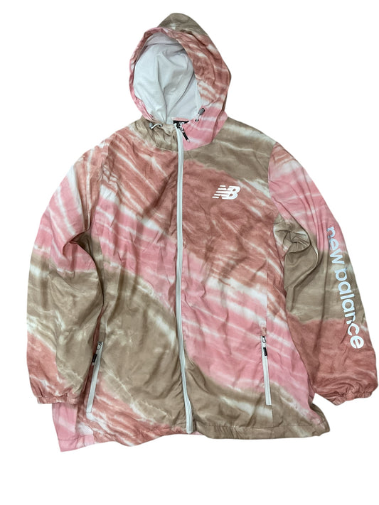 Jacket Windbreaker By New Balance In Pink & Tan, Size:2X