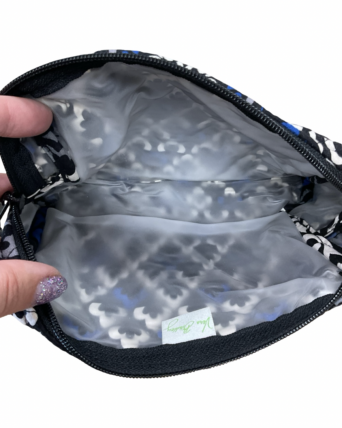 Makeup Bag By Vera Bradley In Black & Blue, Size:Medium