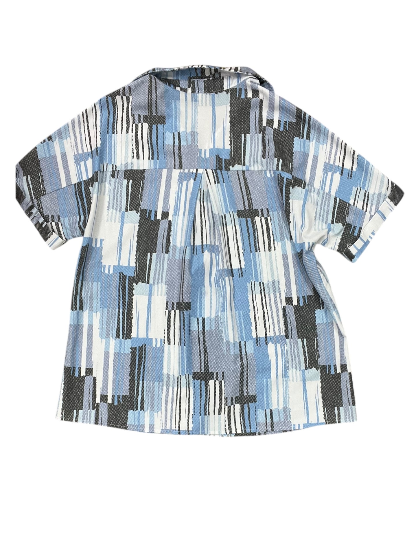 Blouse Ss By Clothes Mentor In Blue & White, Size:L