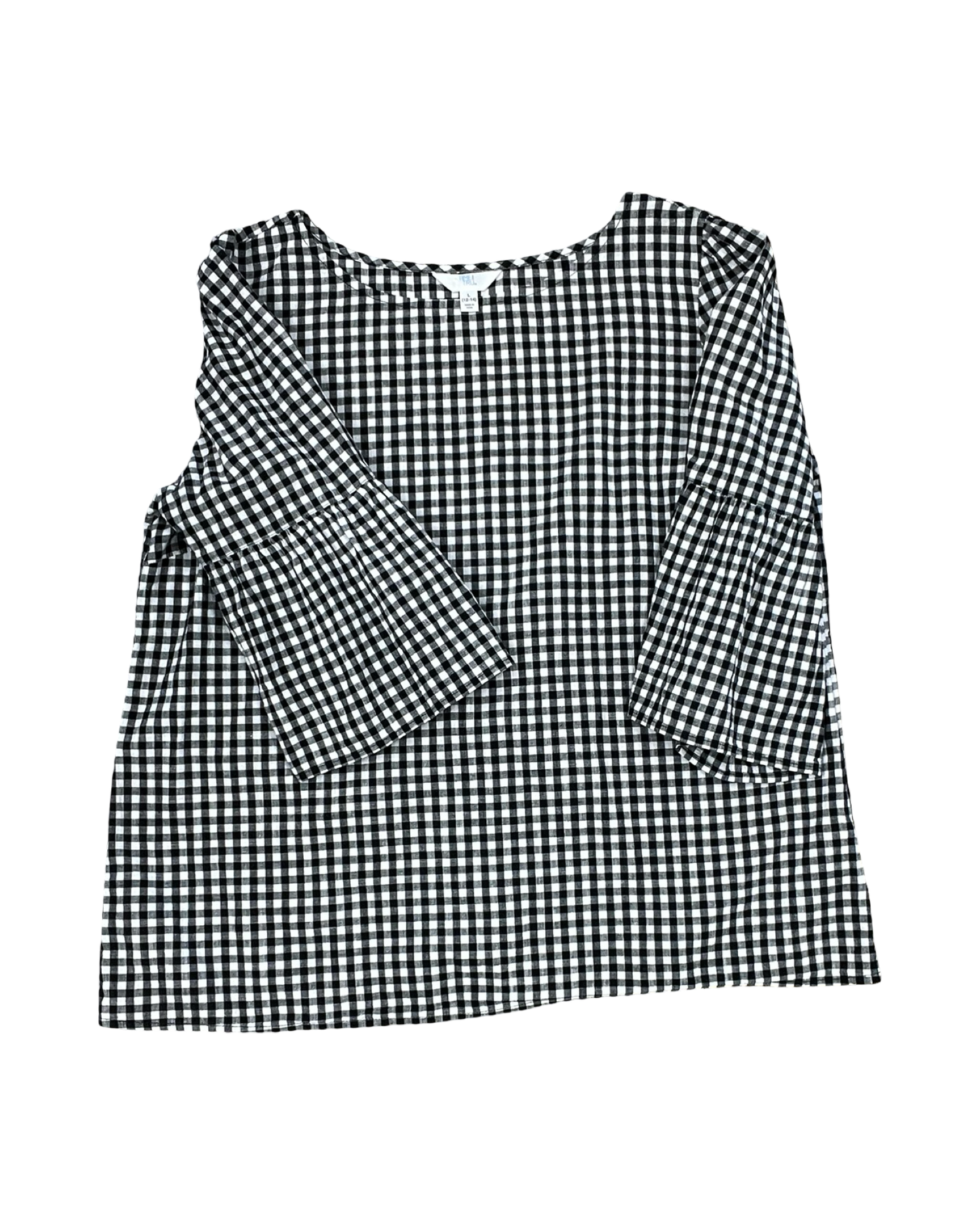 Top 3/4 Sleeve By Time And Tru In Black & White, Size:L