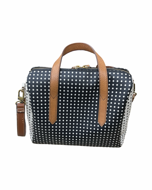 Handbag By Fossil In Black & Cream, Size:Medium