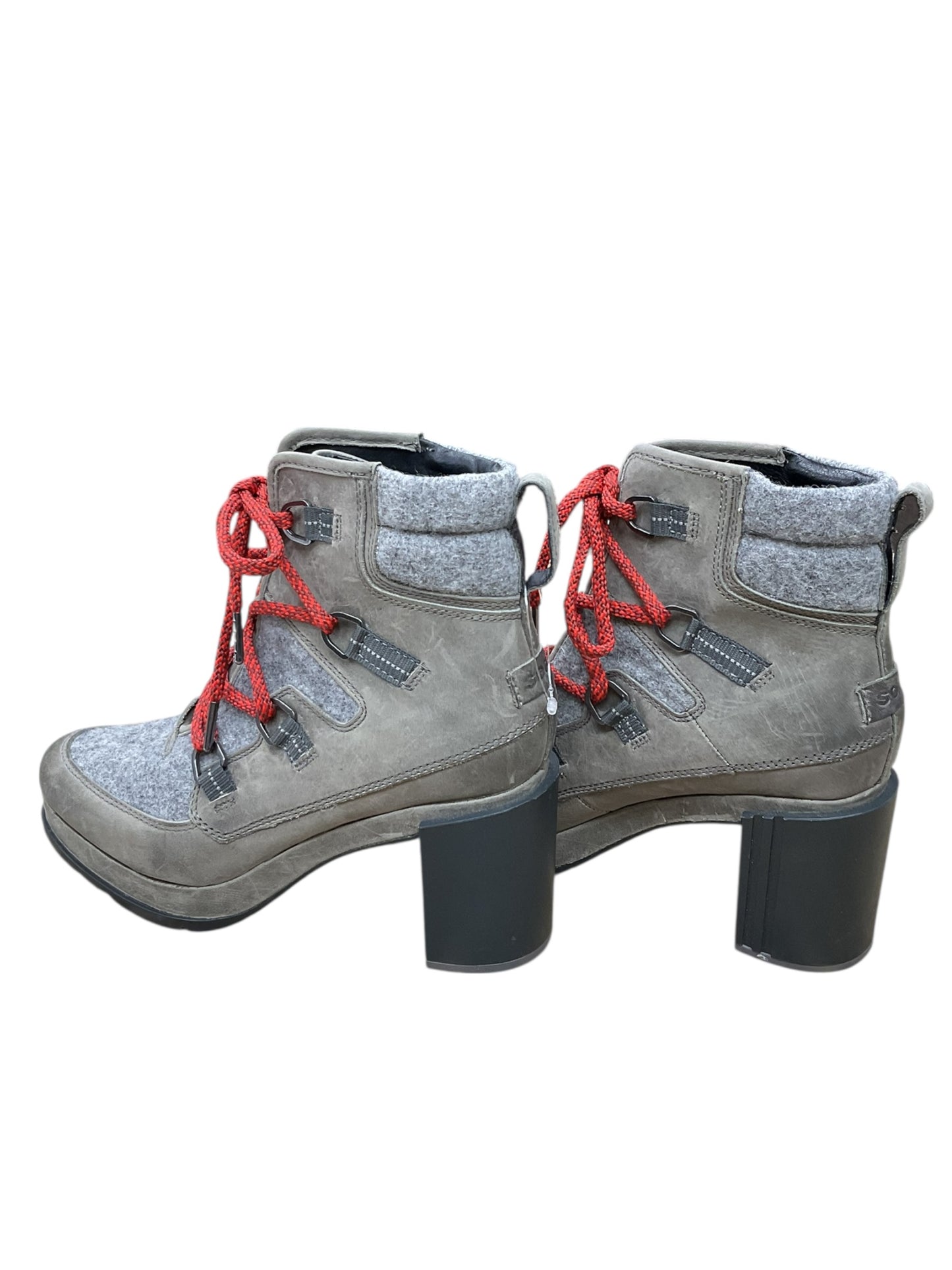 Boots Ankle Heels By Sorel In Green & Grey, Size:9