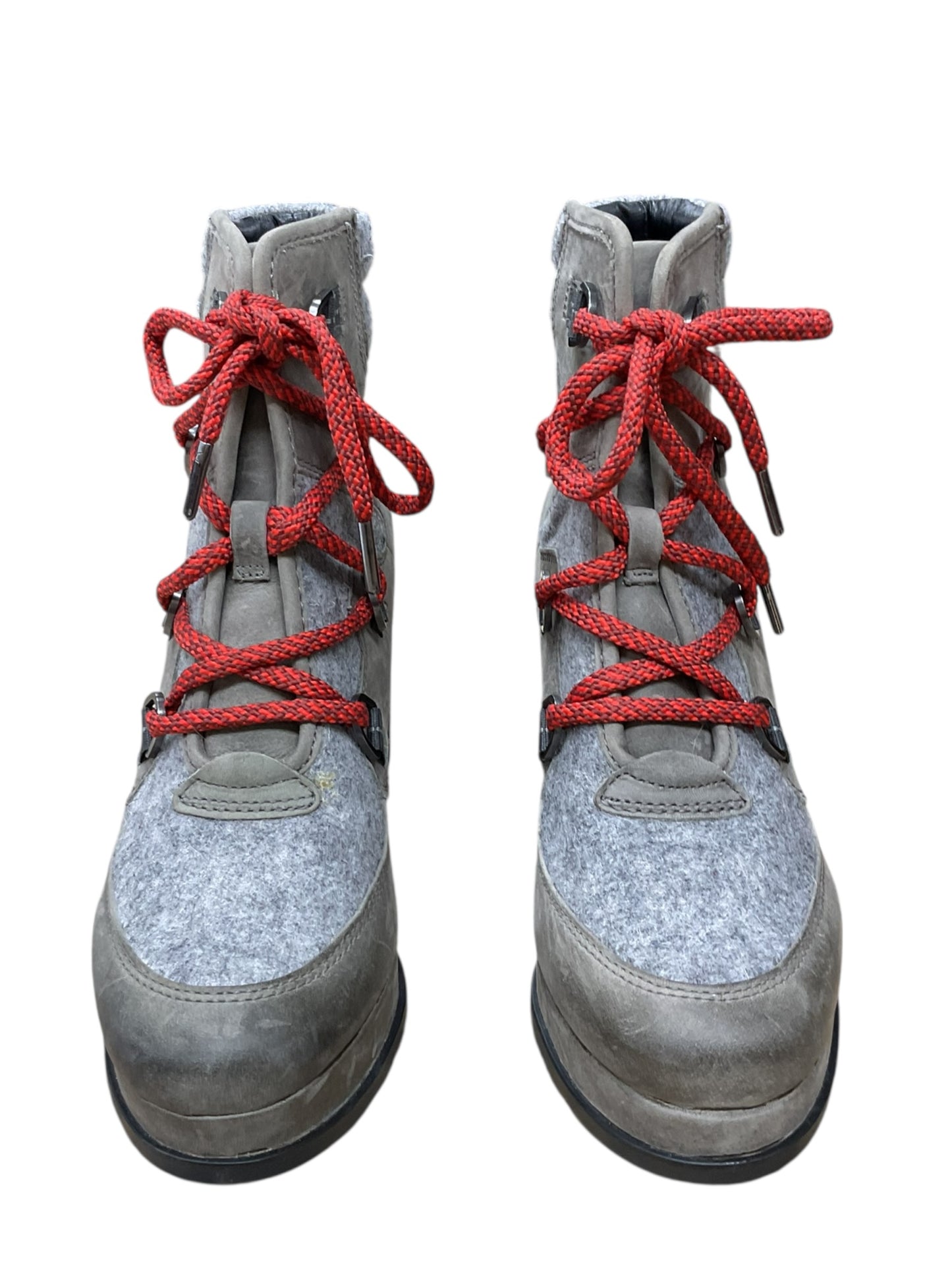 Boots Ankle Heels By Sorel In Green & Grey, Size:9