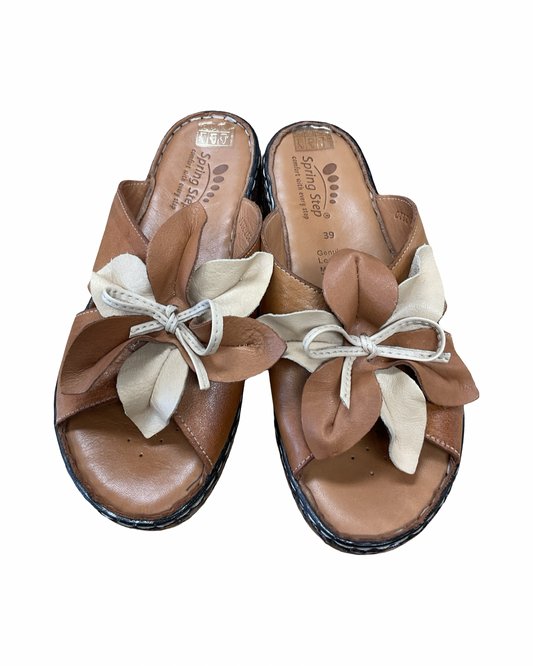 Sandals Flats By Spring Step In Brown, Size:8.5