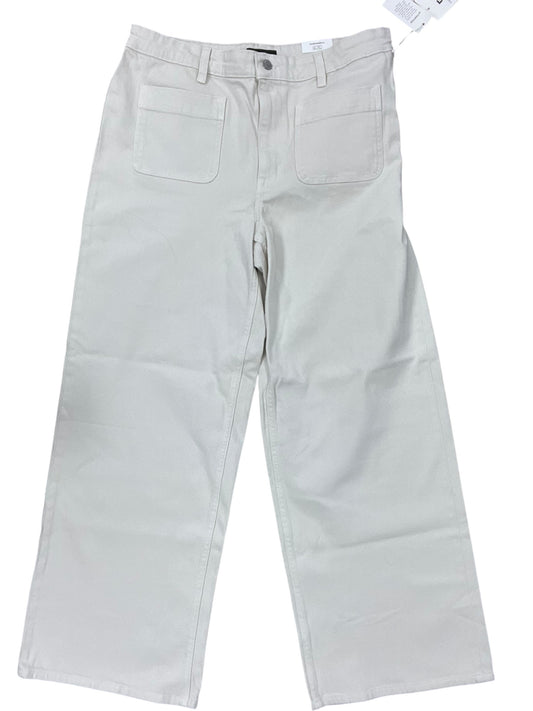 Jeans Wide Leg By Free Assembly In Cream Denim, Size:16