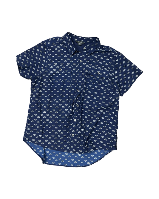 Blouse Ss By Eddie Bauer In Navy, Size:L