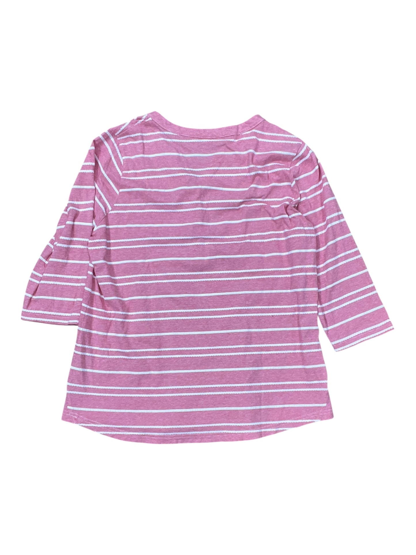 Top 3/4 Sleeve By L.L. Bean In Pink & White, Size:L