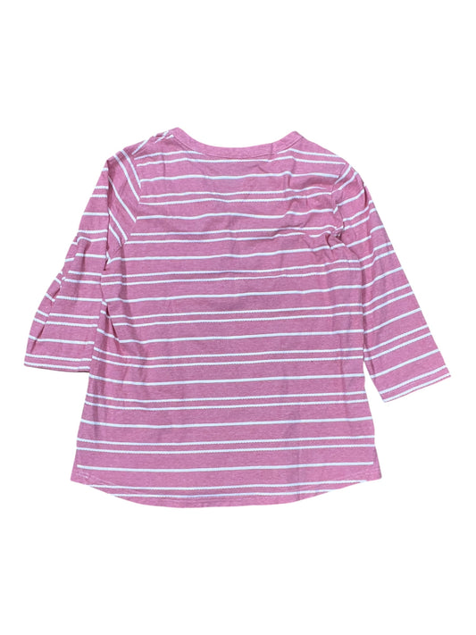 Top 3/4 Sleeve By L.L. Bean In Pink & White, Size:L