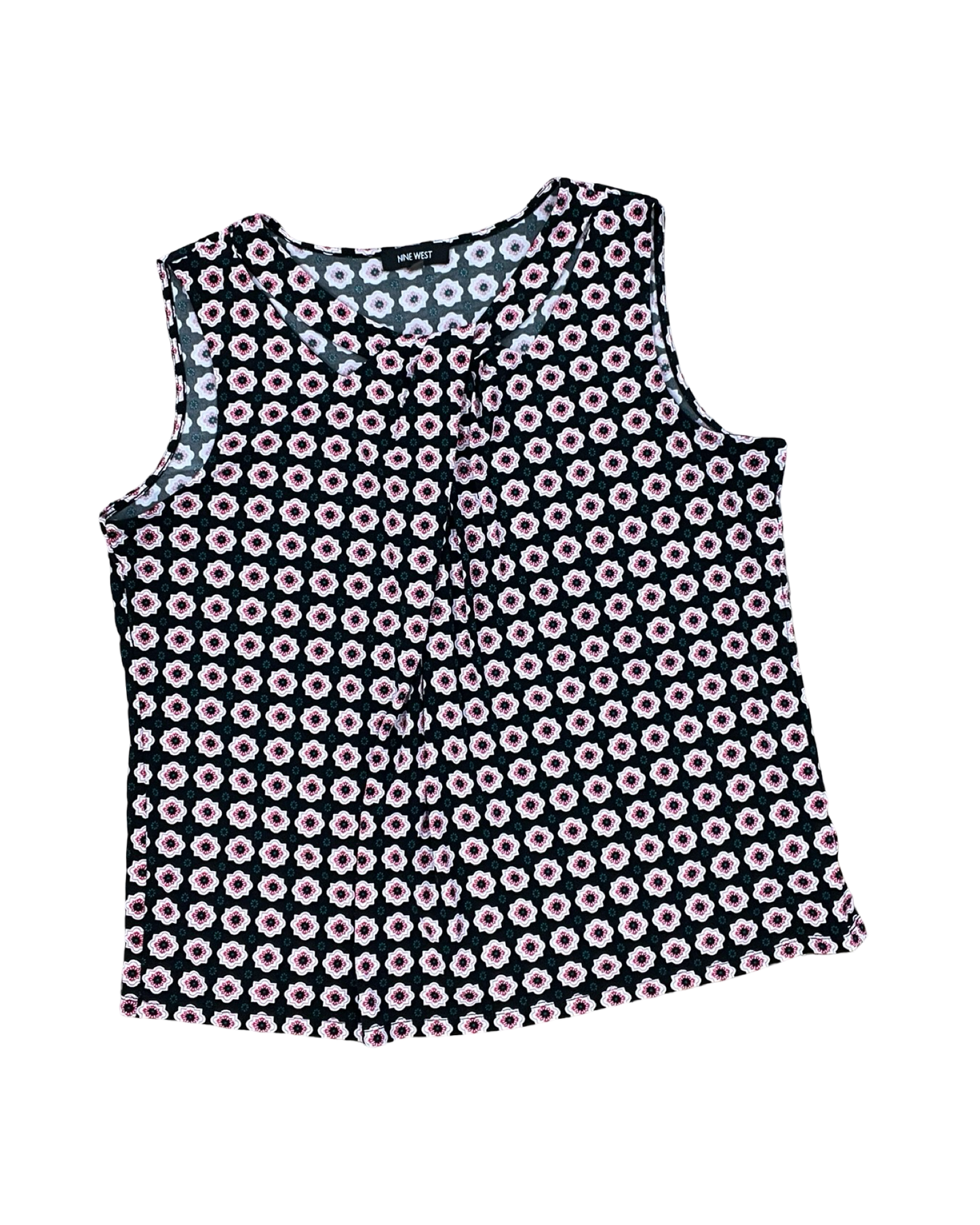 Top Sleeveless By Nine West In Black & Pink, Size:Xl