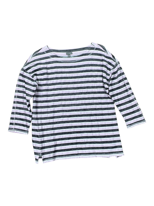 Top 3/4 Sleeve By Talbots In Pink & White, Size:L