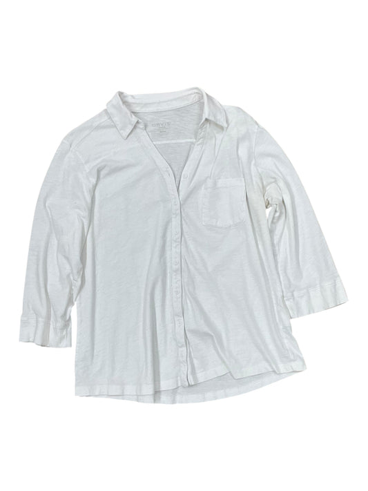 Blouse 3/4 Sleeve By Orvis In White, Size:L