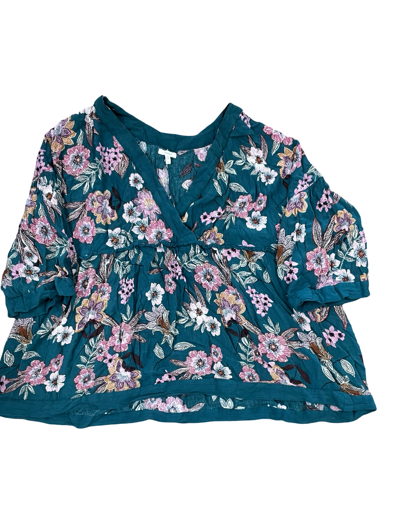 Top 3/4 Sleeve By Maurices In Green, Size:1X