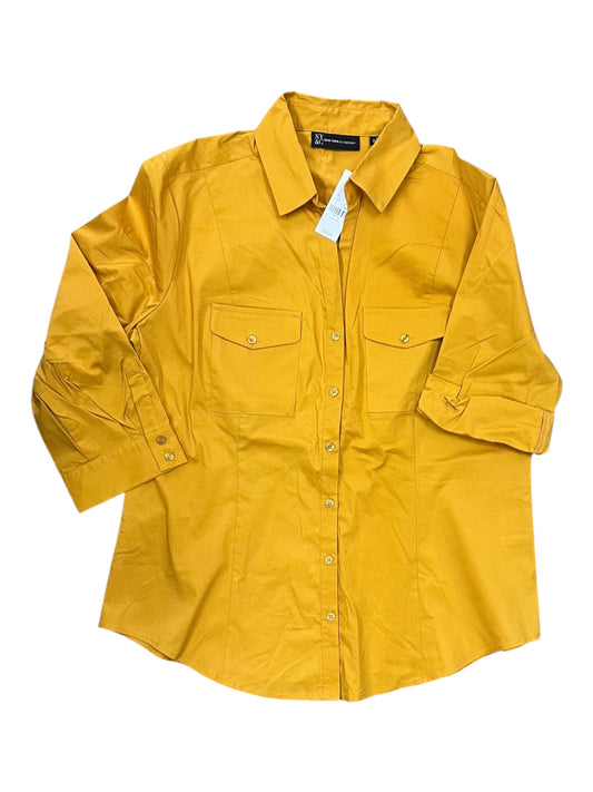 Blouse 3/4 Sleeve By New York And Co In Yellow, Size:L