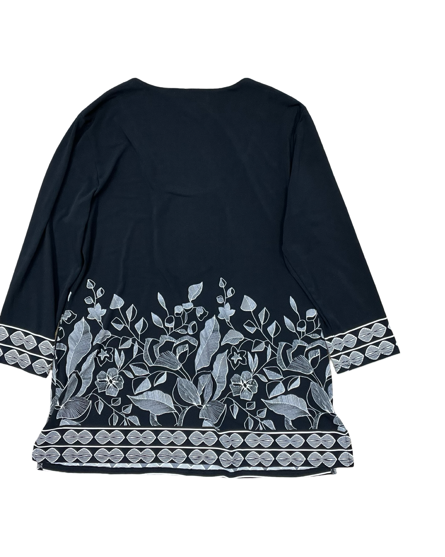 Top 3/4 Sleeve By Jm Collections In Black & White, Size:M
