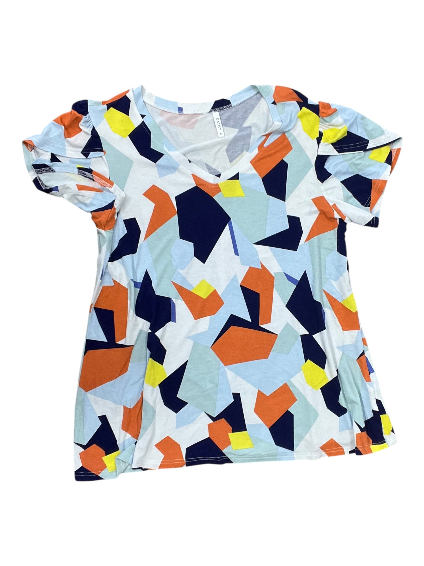 Top Ss By Clothes Mentor In Green & Orange, Size:Xl