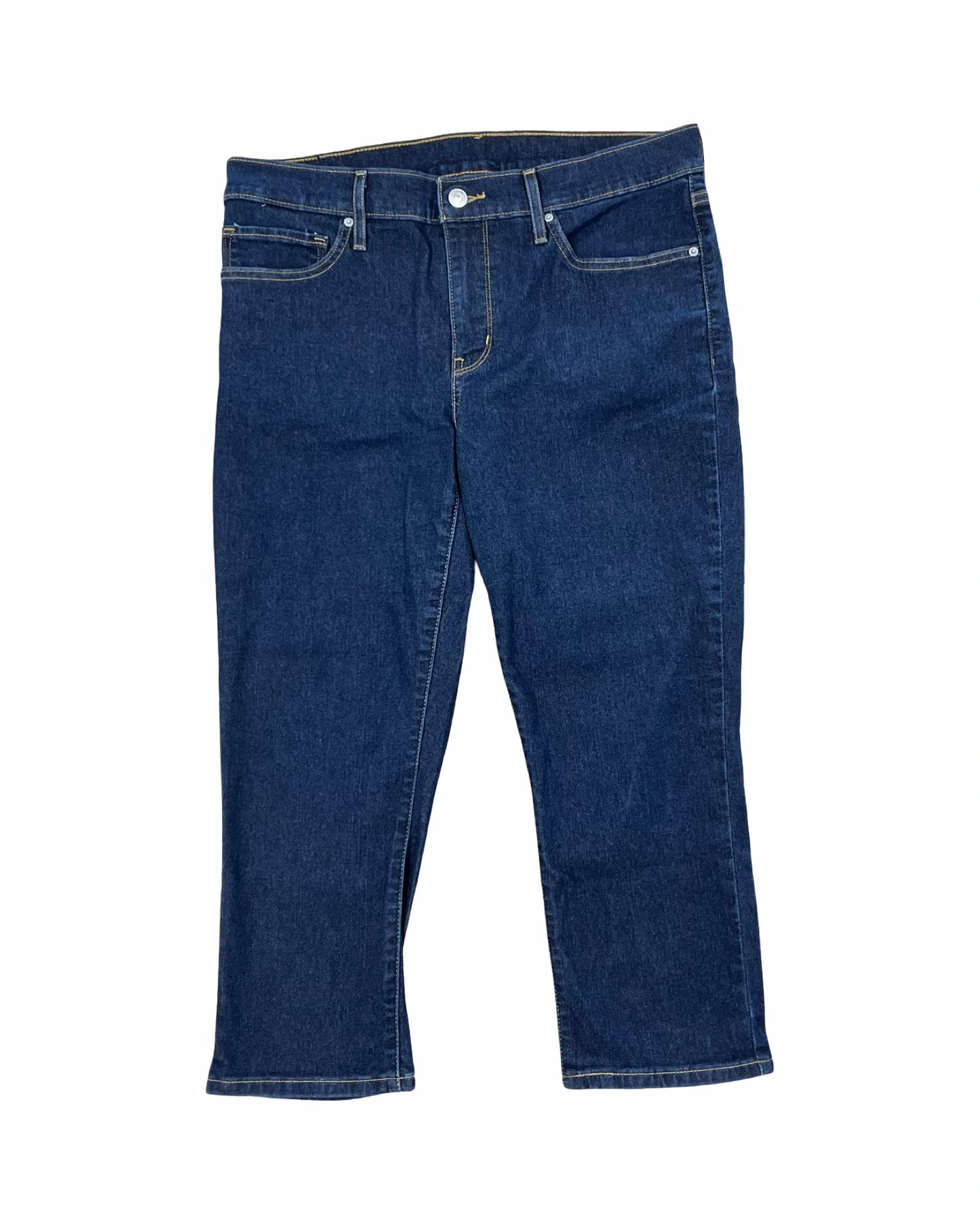 Jeans Cropped By Levis In Blue Denim, Size:12
