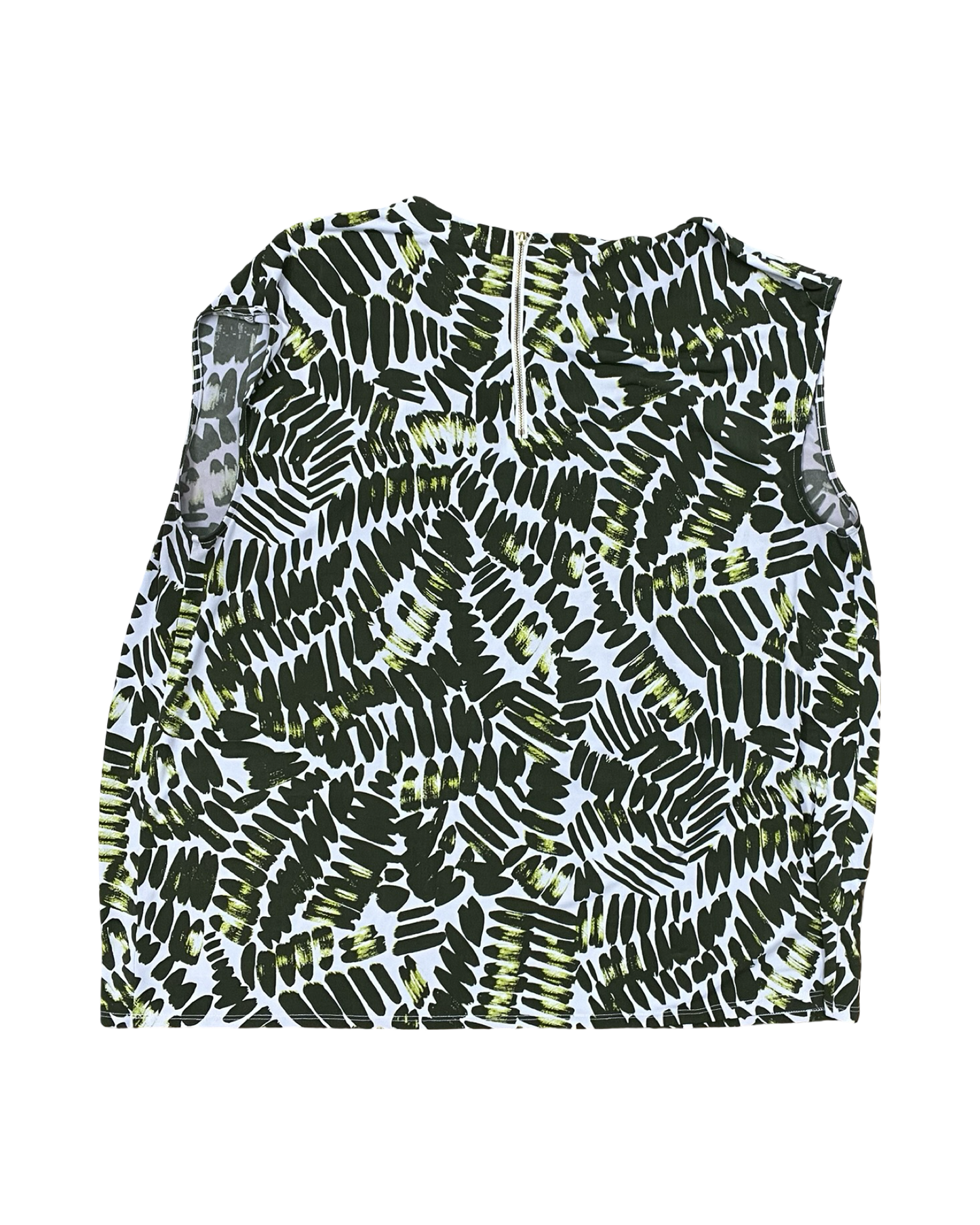 Top Sleeveless By Liz Claiborne In Green & White, Size:1X