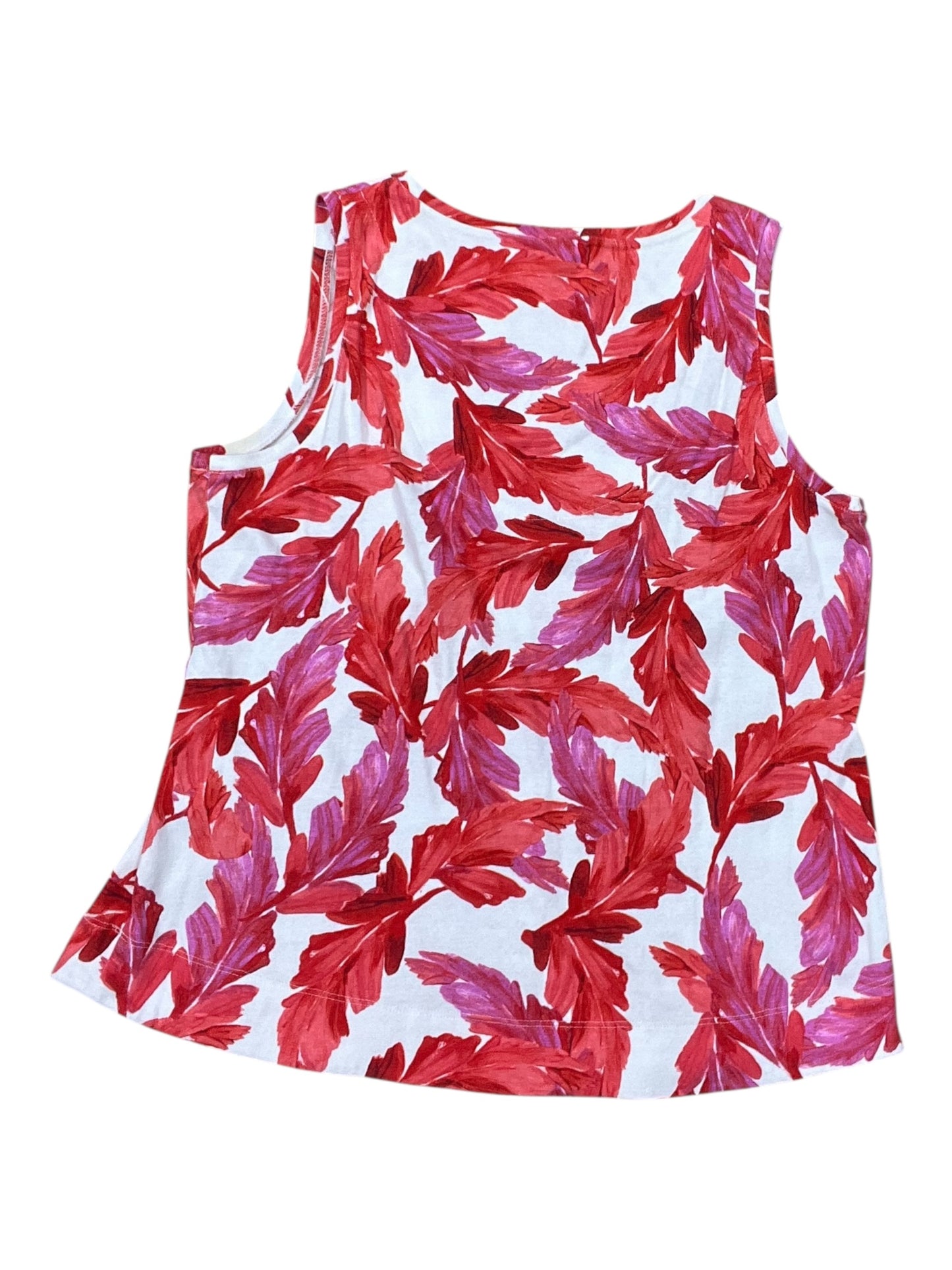 Top Sleeveless By Chicos In Red & White, Size:L
