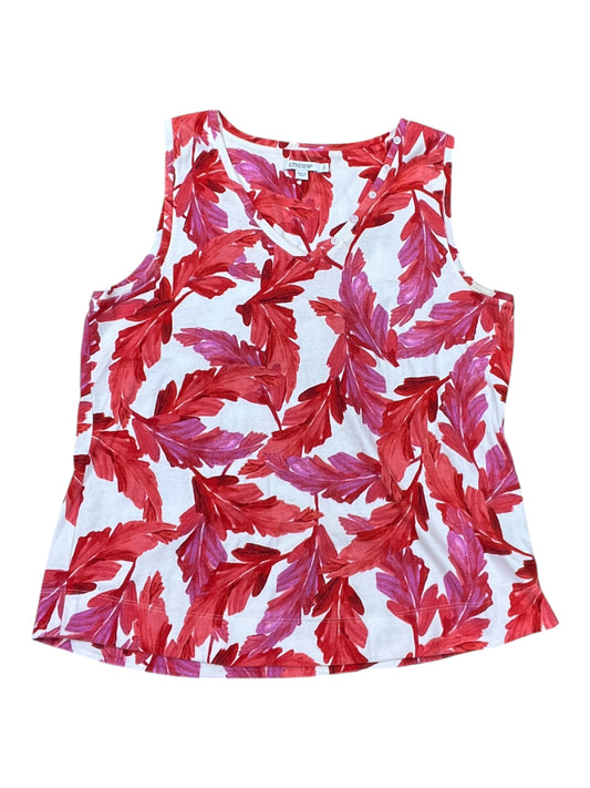 Top Sleeveless By Chicos In Red & White, Size:L