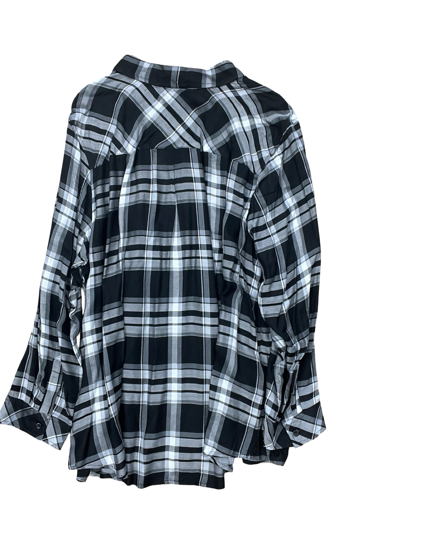 Blouse Ls By Cj Banks In Black & White, Size:3X