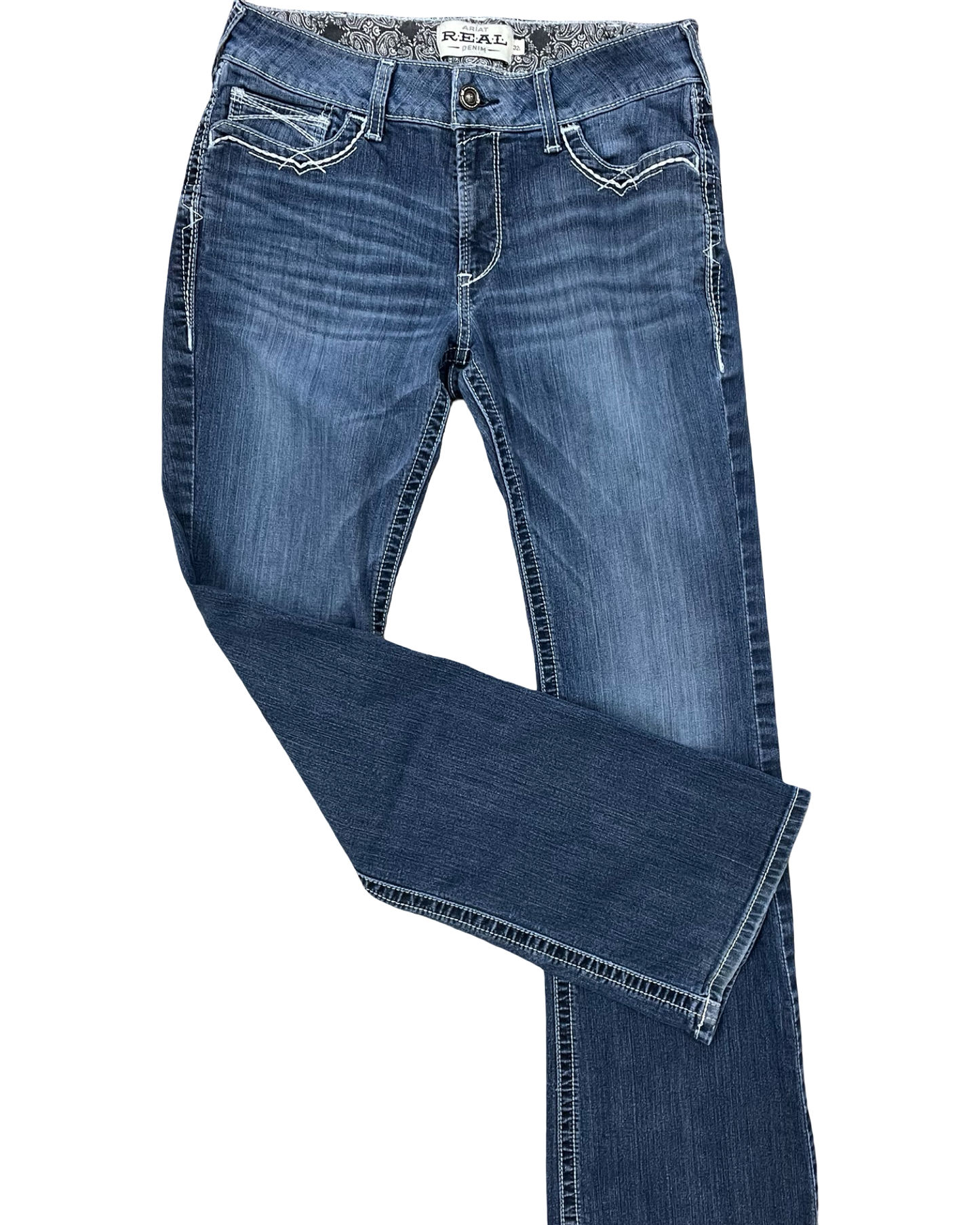 Jeans Boot Cut By Ariat In Blue Denim, Size:14L
