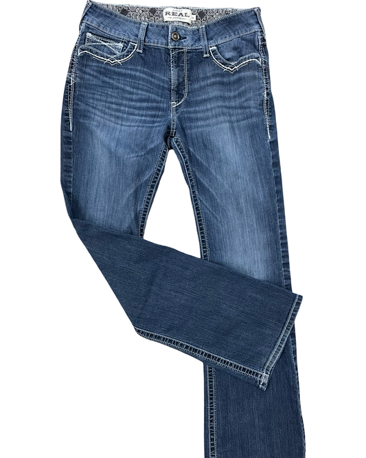 Jeans Boot Cut By Ariat In Blue Denim, Size:14L