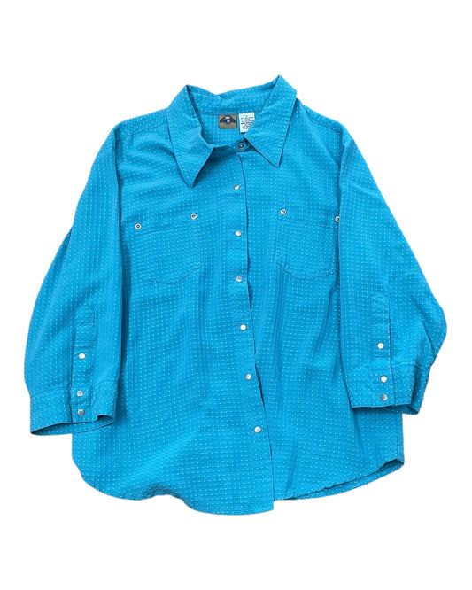 Blouse 3/4 Sleeve By Clothes Mentor In Teal, Size:L