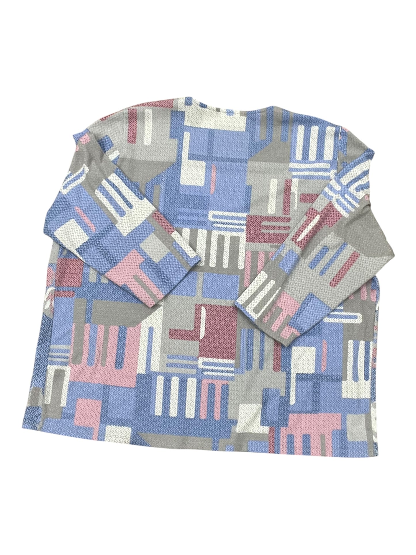 Top 3/4 Sleeve By Alfred Dunner In Blue & Pink, Size:2X