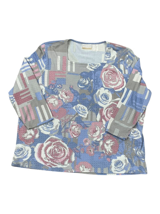 Top 3/4 Sleeve By Alfred Dunner In Blue & Pink, Size:2X