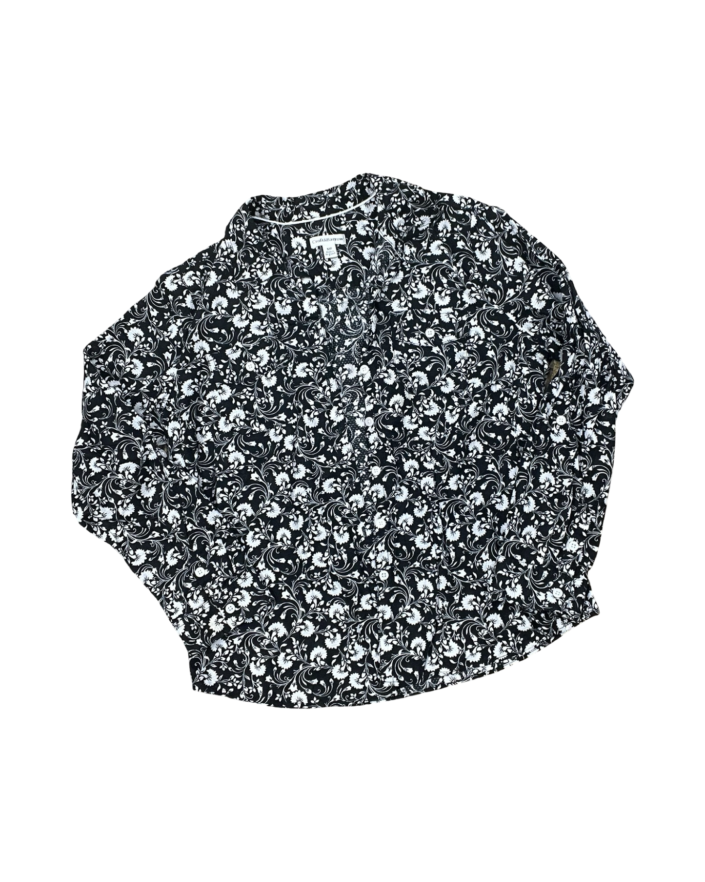 Blouse Ls By Croft And Barrow In Black & White, Size:Mp