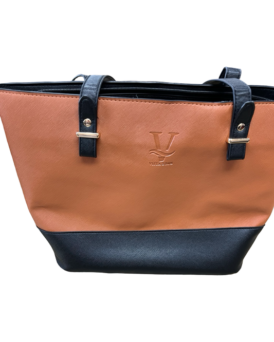 Handbag By Clothes Mentor In Black & Brown, Size:Medium