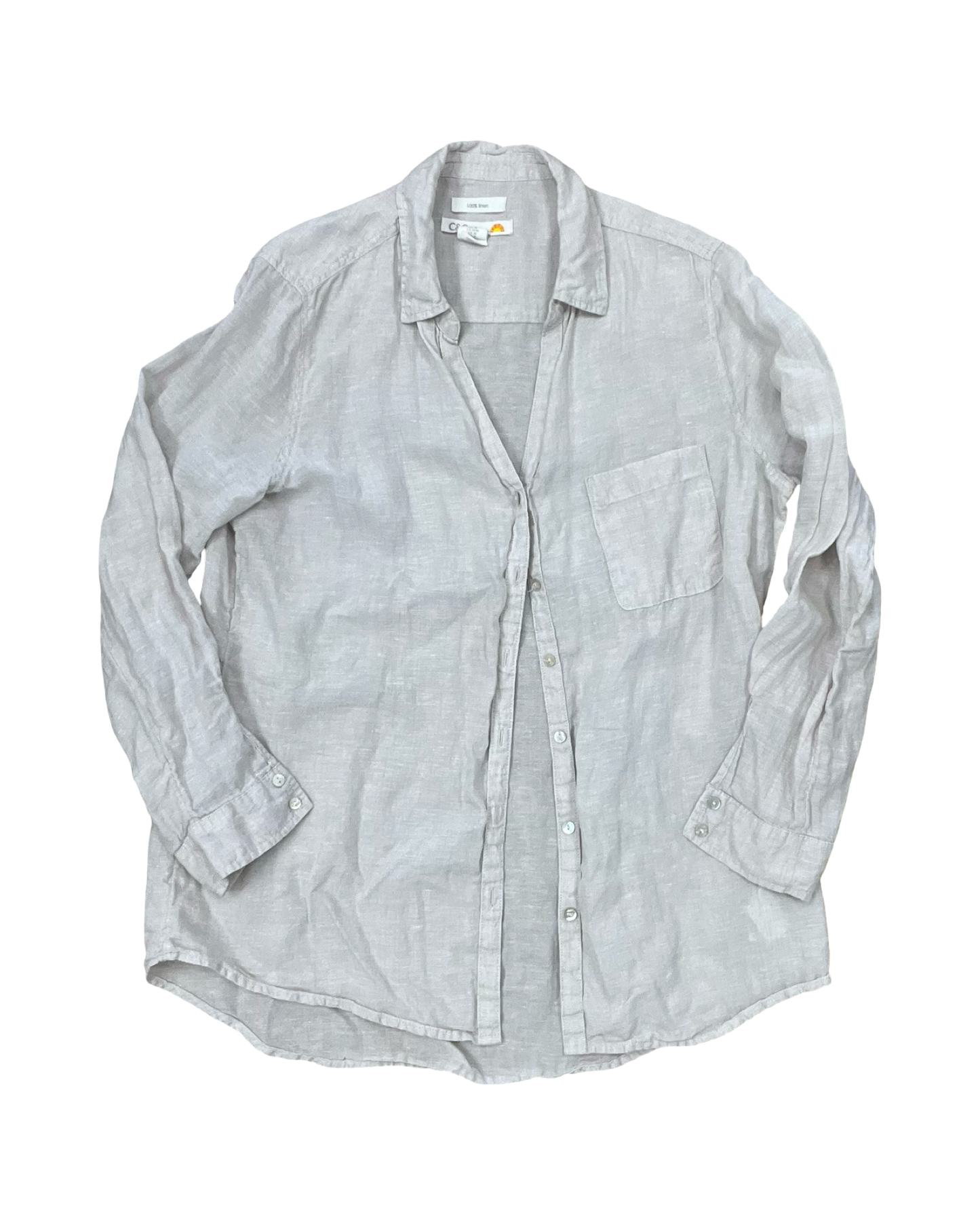 Blouse Ls By C And C In Beige, Size:M