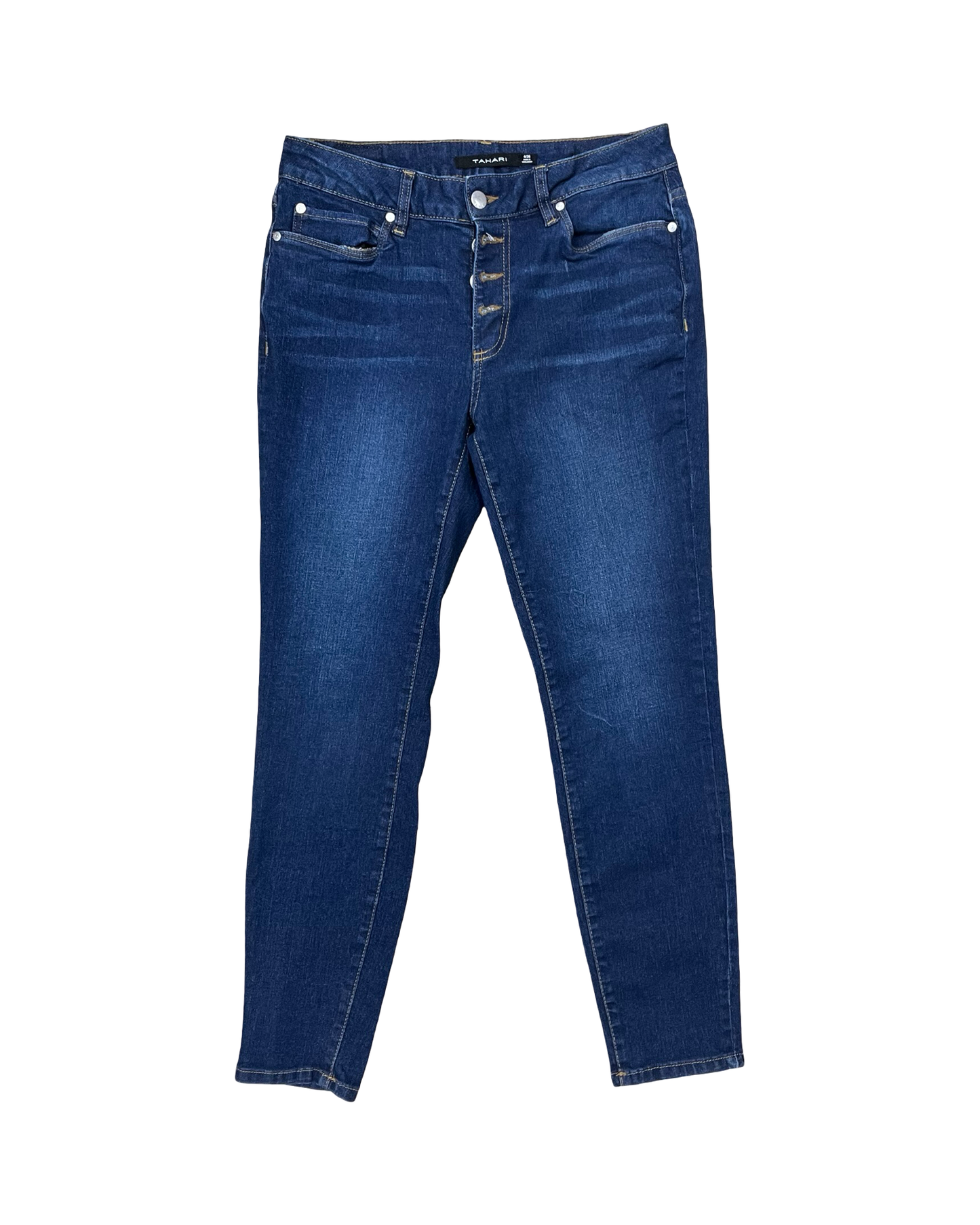 Jeans Straight By Tahari In Blue Denim, Size:6