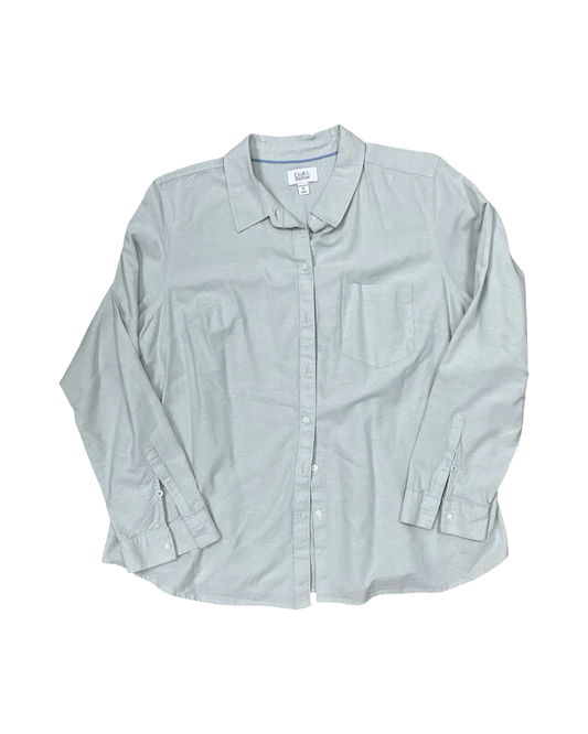 Blouse Ls By Croft And Barrow In Blue, Size:1X