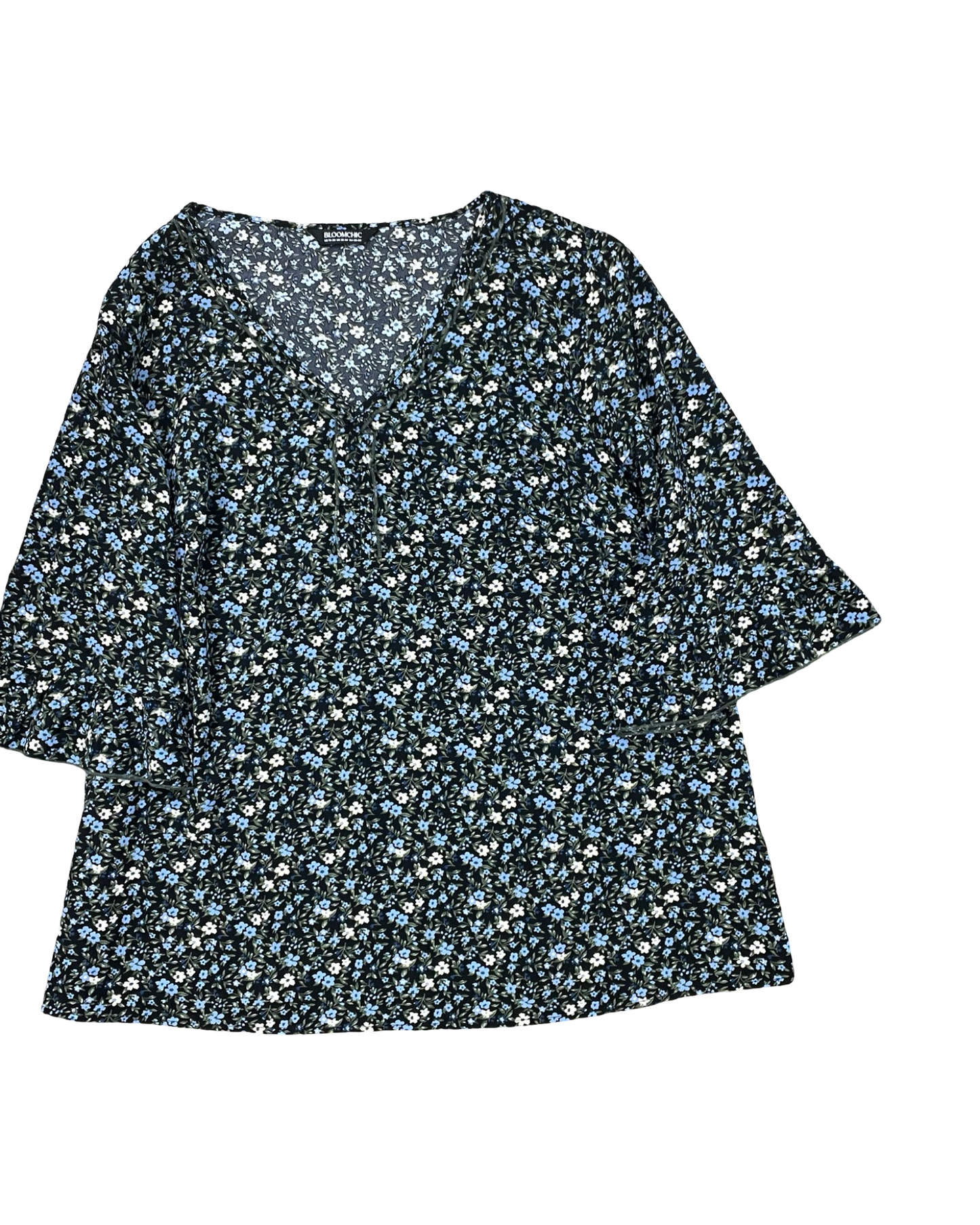 Top 3/4 Sleeve By Bloomchic In Black & Yellow, Size:2X