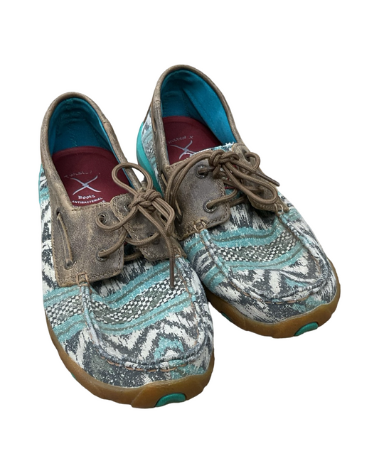 Shoes Flats By Clothes Mentor In Brown & Green, Size:8.5
